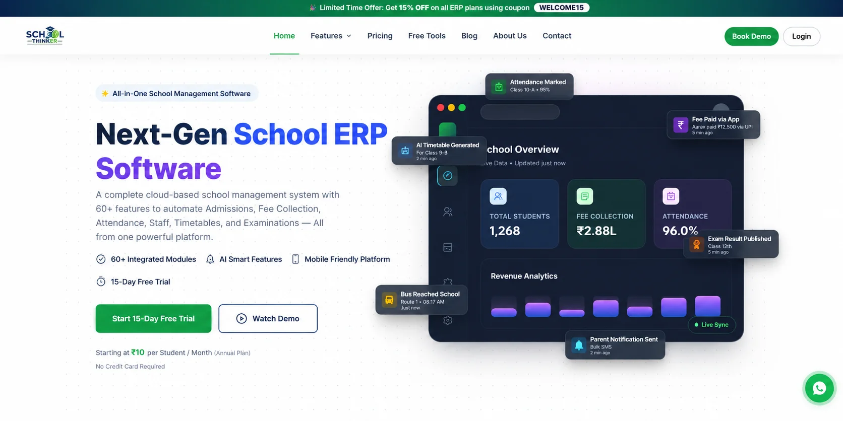 School Thinker OS school operating system dashboard UI